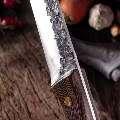Kit de 3 Cuchillos Forjados a Mano para Asado y Deshuesar + Fundas de Cuero