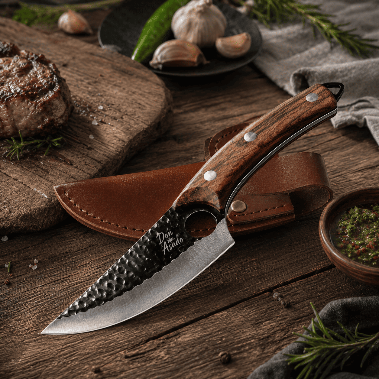 Cuchillo Forjado a Mano para Asado y Deshuesar